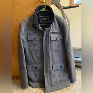 Guess, Grey Mens Winter Coat, Size L